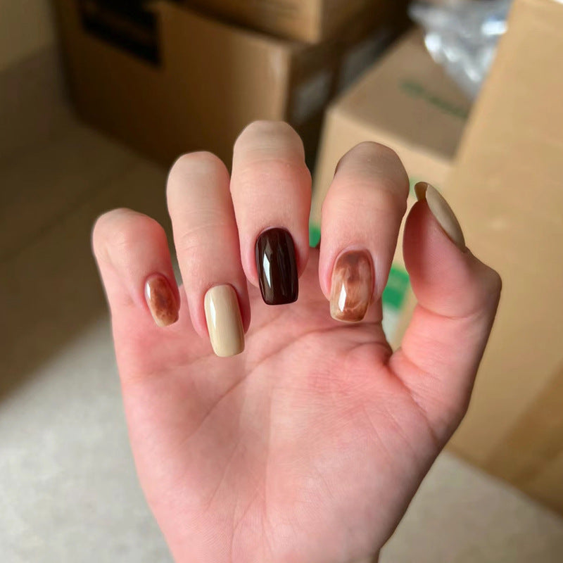 Marble Effect Press-On Nails for Artistic Look