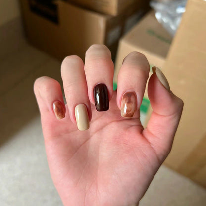 Marble Effect Press-On Nails for Artistic Look