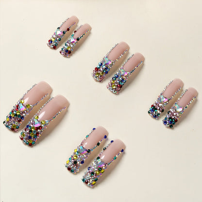 Sparkly Gem-Accent 3D Press-On Nail Extensions