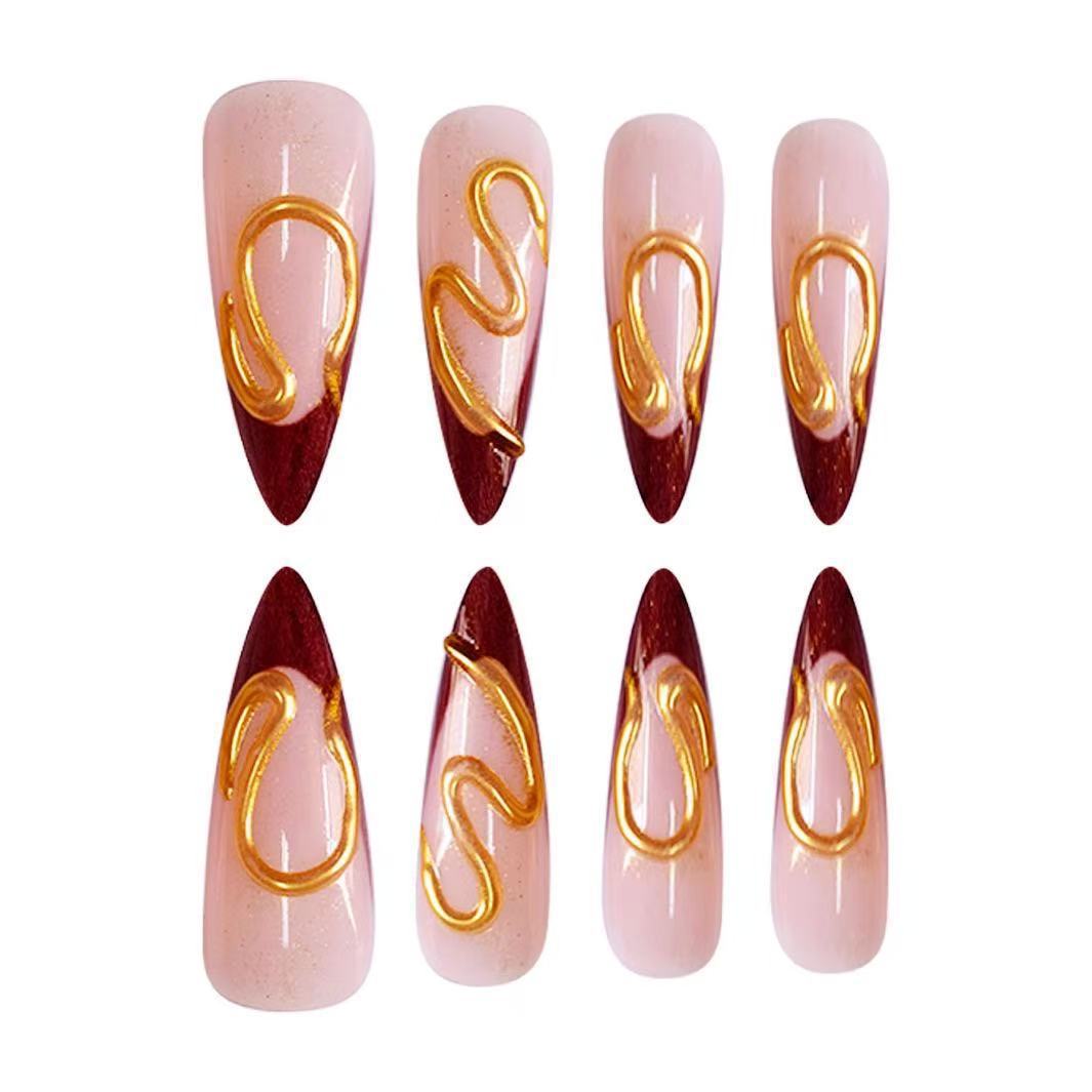 Abstract Design Stiletto Nail Extensions – Artistic Style