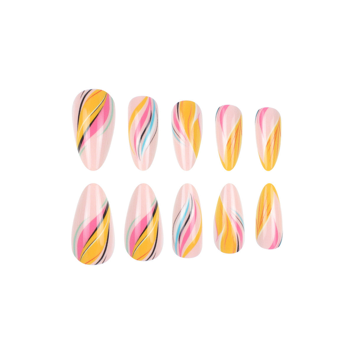 Ombre Swirl Press-On Nails - Artistic Design