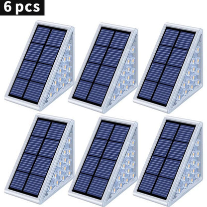 Waterproof Triangular Solar LED Stair Lights with Dusk-to-Dawn Sensor