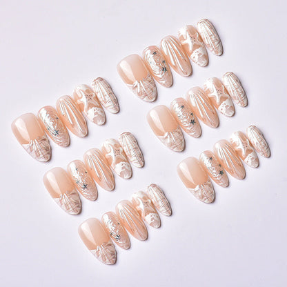 Shell-Inspired Press-On Nail Art Set – Creative Design
