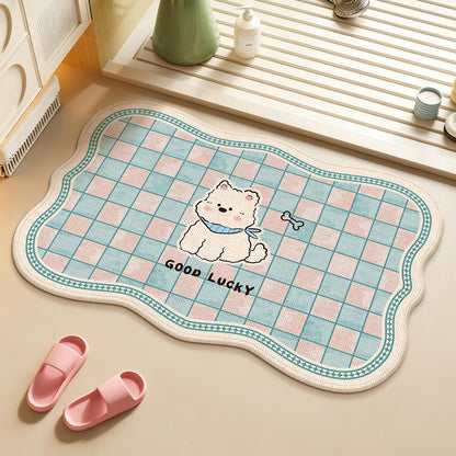 Floral Patterned Bath Mat with Absorbent Texture