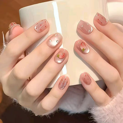 Themed Press-On Nails with Artistic Design