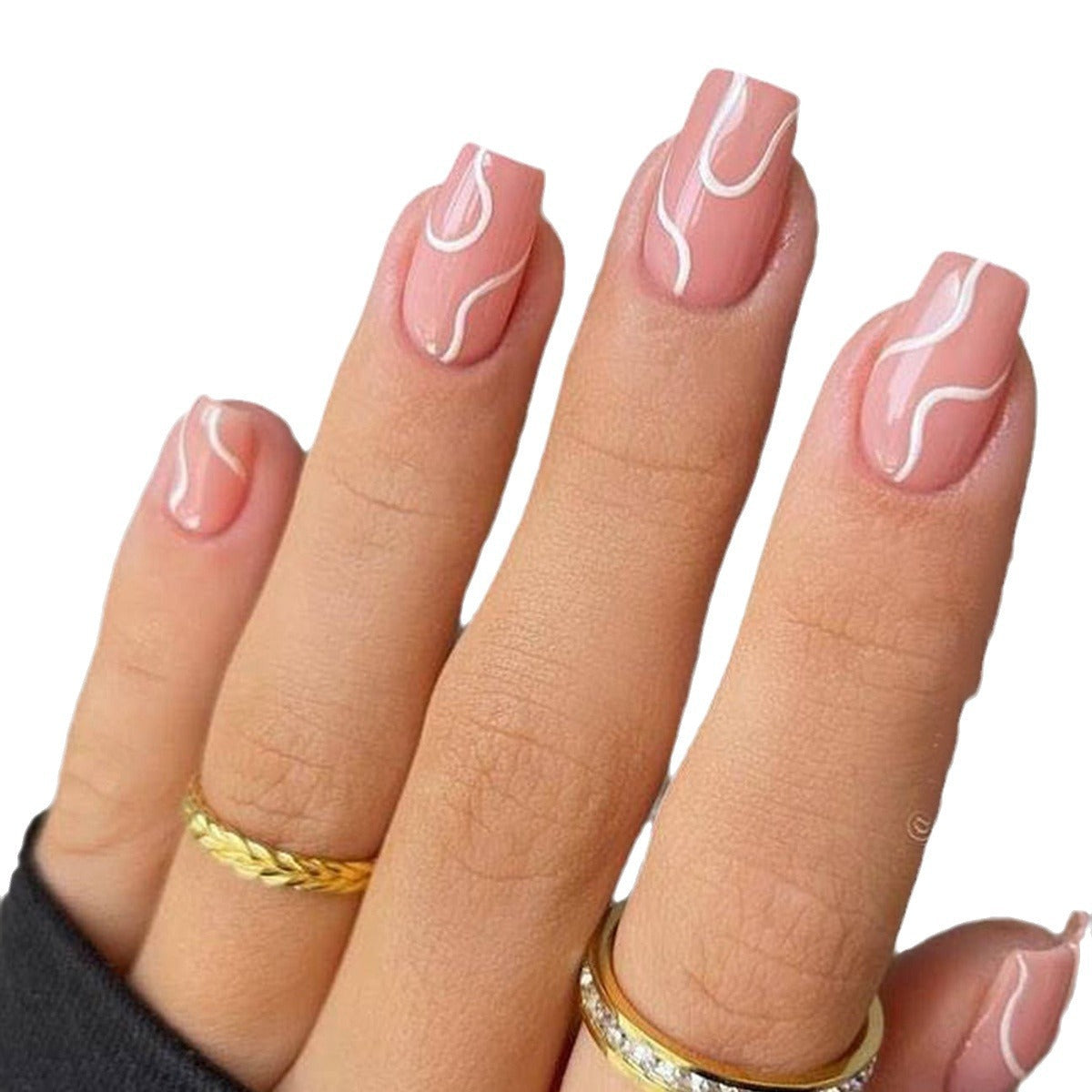 Nail Art with Artistic Wave Pattern Design