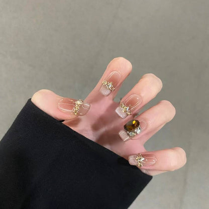 Press-On Nails with Artistic Ocean Theme Design