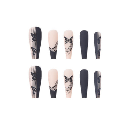 Artistic Design Press-On Nail Set with Intricate Patterns