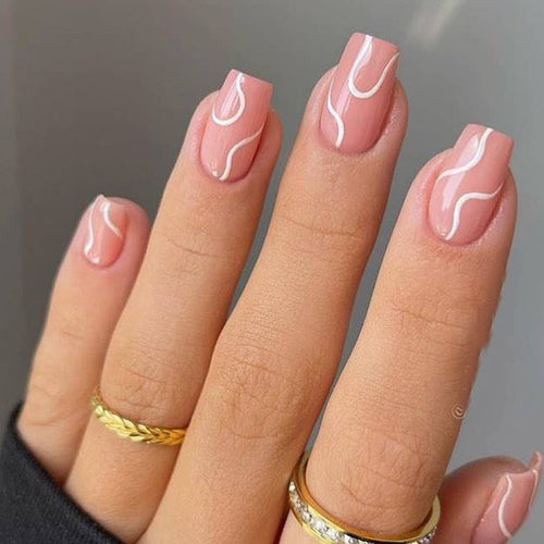 Nail Art with Artistic Wave Pattern Design