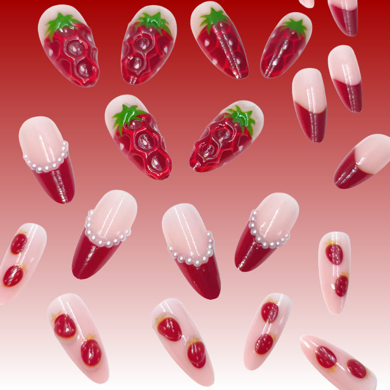 Strawberry Design Nail Tips for Creative Nail Art