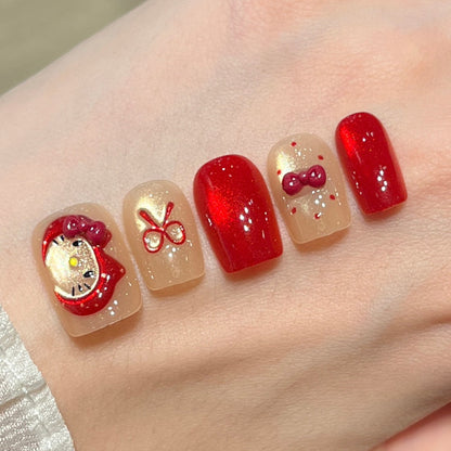 Press-On Nails with Artistic Ocean Theme Design