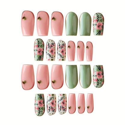 Nail Art Kit with Floral Design Press-On Nails