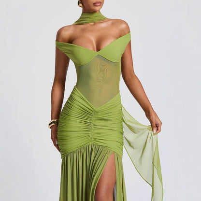 Bodycon Maxi Dress with Off Shoulder Design for Summer Evening Events