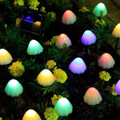 Outdoor Solar LED String Lights - Mushroom Design for Garden and Pathway
