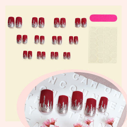 Silver Drip Art Design Press-On Nail Collection
