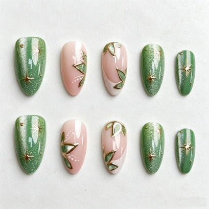 Botanical Design Press-On Nail Tips – Floral Pattern