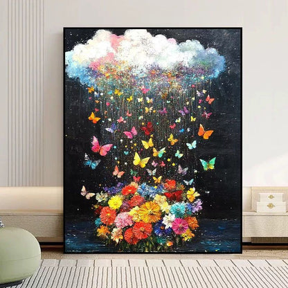 Floral Canvas Art featuring Abstract Butterfly Design
