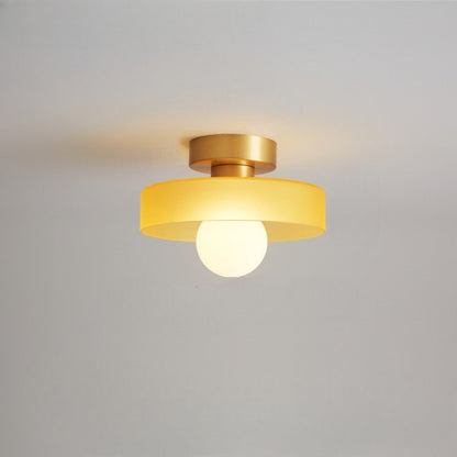 Geometric Flush Mount Lamp - Retro French Bauhaus Ceiling Fixture