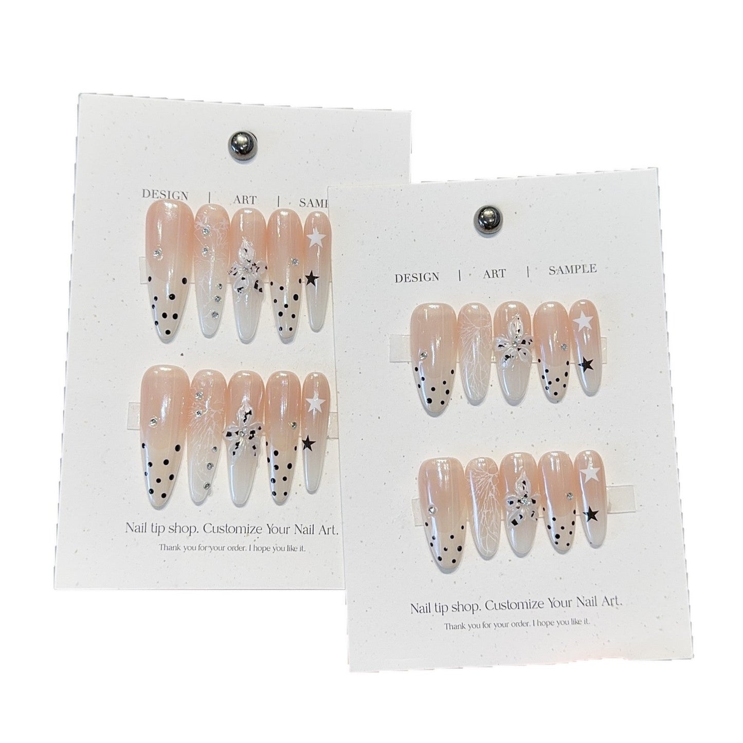 Creative Acrylic Nail Kit with Shimmering Accents and Unique Designs