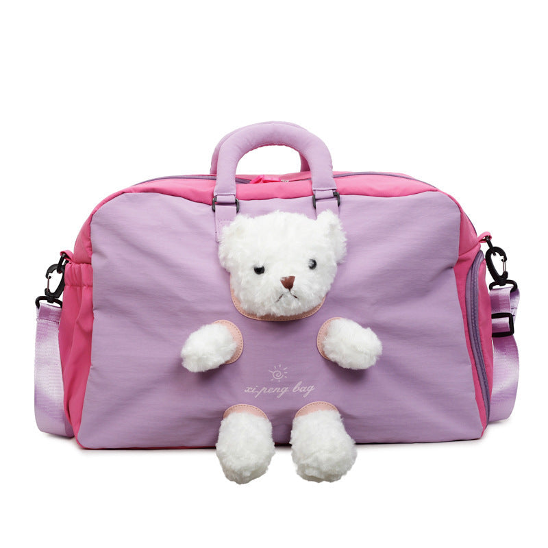 Travel Duffle Bag with Cute Plush Toy Attachment