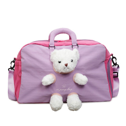 Travel Duffle Bag with Cute Plush Toy Attachment