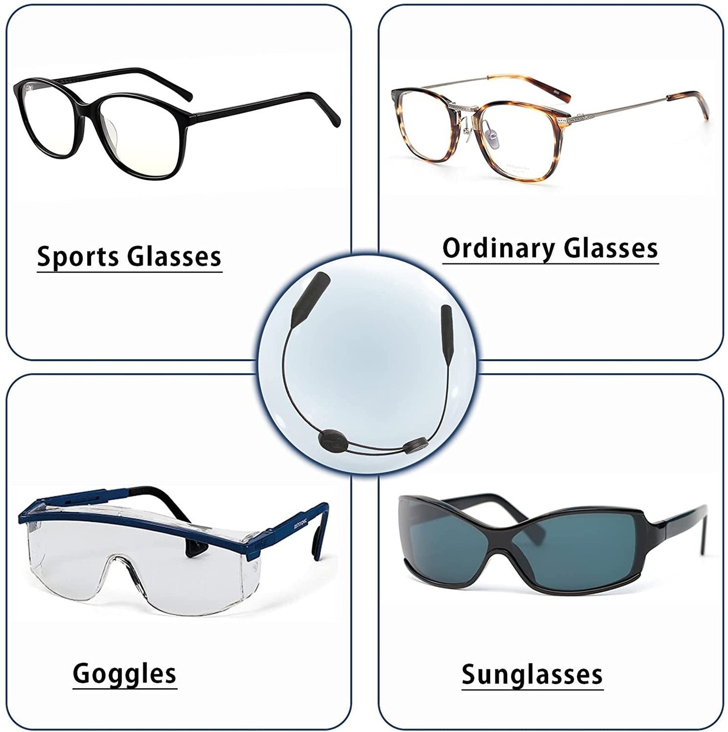 Eyewear Stabilization Strap with Adjustable Fit