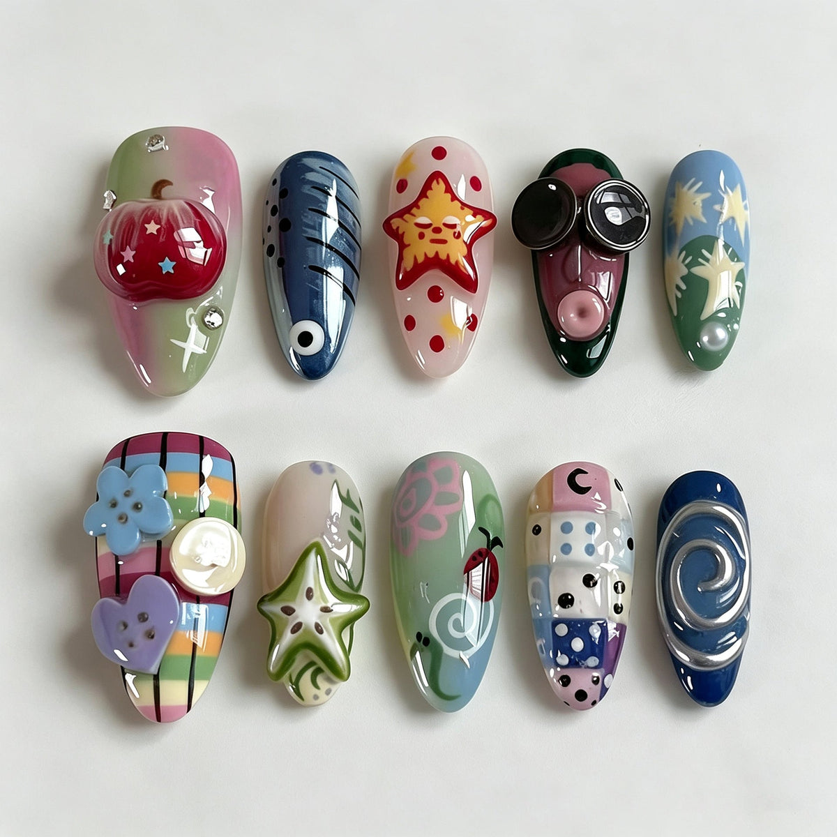 Creative Press-On Nail Kit featuring Fun Patterns