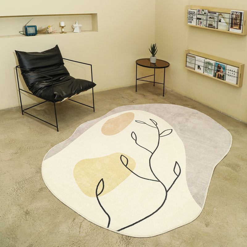 Floral Design Area Rug with Abstract Pattern
