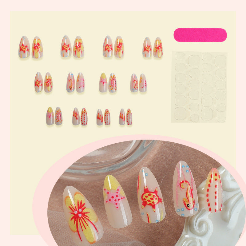 Floral and Colorful Press-On Nail Set – Artistic Designs