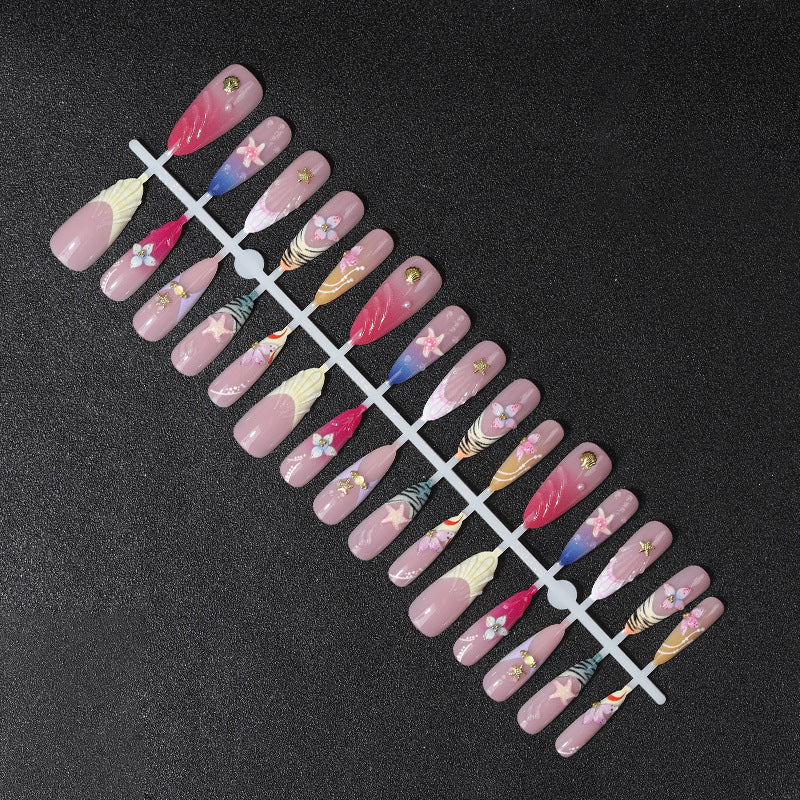 Shell-Inspired Artistic Press-On Nail Set