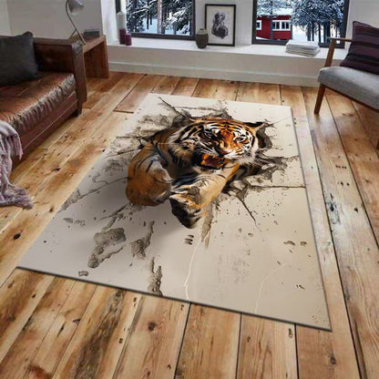 3D Wall Mural of a Tiger Design