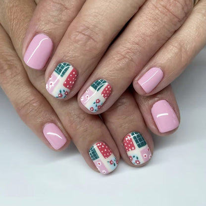 Creative Nail Art Set with Patchwork Design