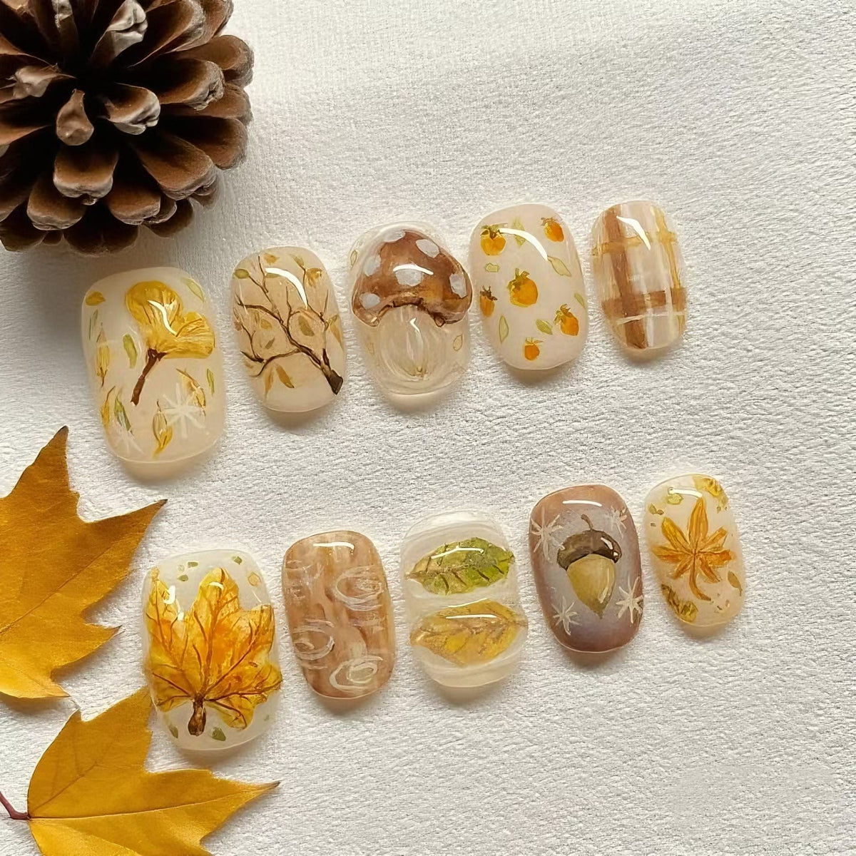 Seasonal Leaves Nail Art Set - Press-On Design Kit