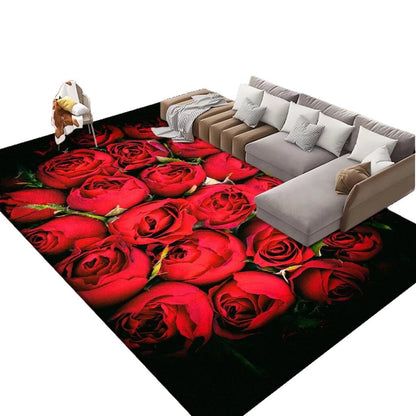 Floral Area Rug in 3D Print Design