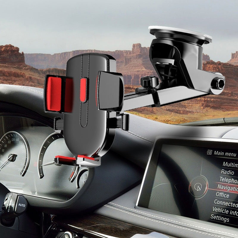 Universal Car Phone Mount - Adjustable Telescopic Holder with 360° Rotation and Strong Suction