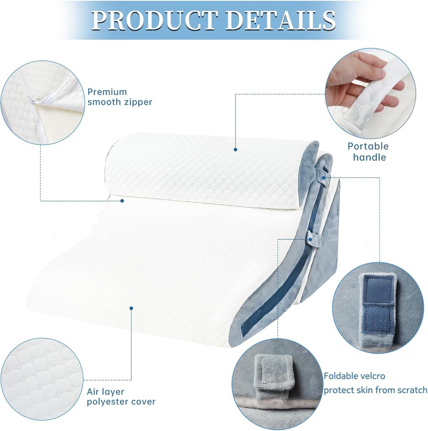 Elevated Sleep Wedge Pillow with Adjustable Height