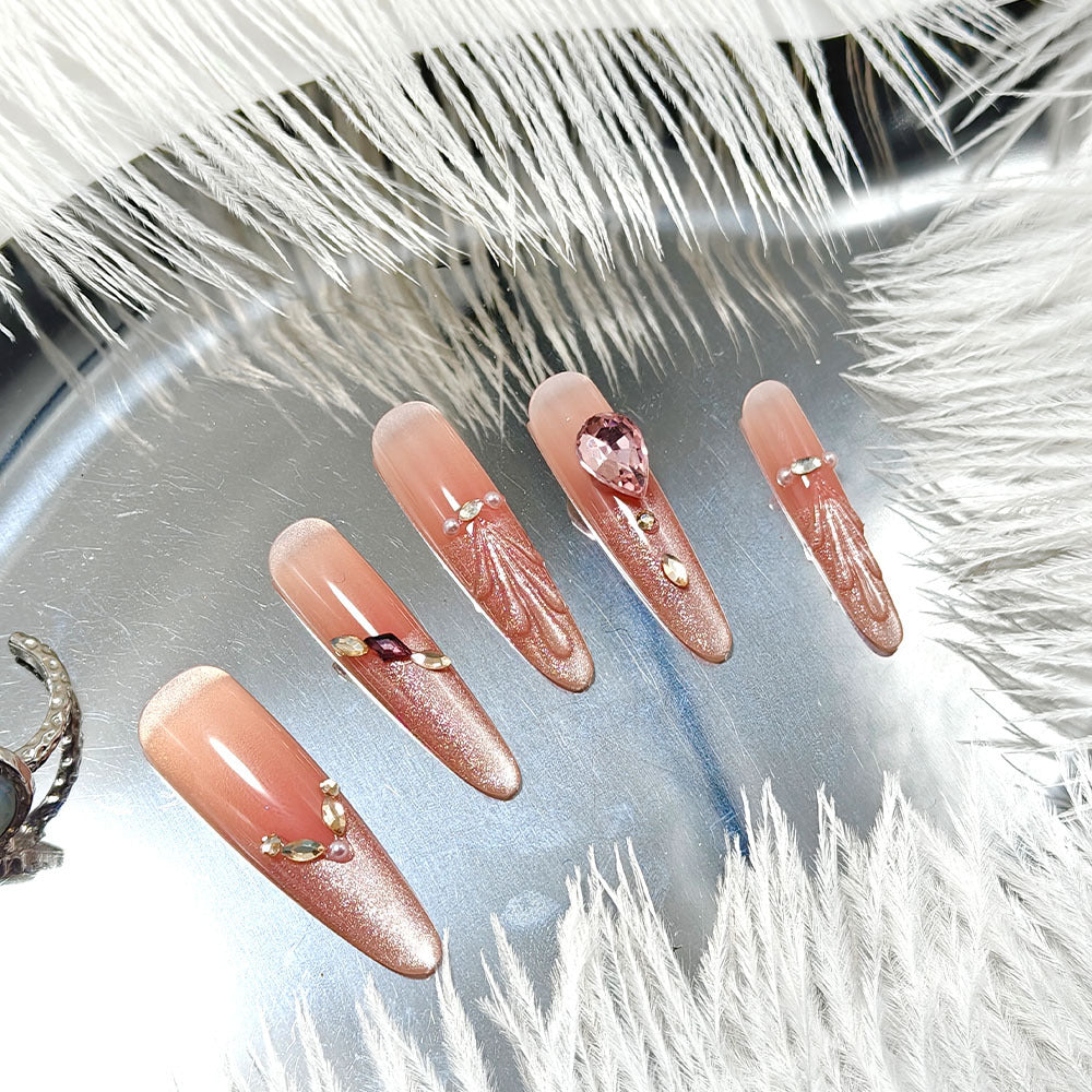 Crystal-Embellished Acrylic Nails for a Glamorous Look