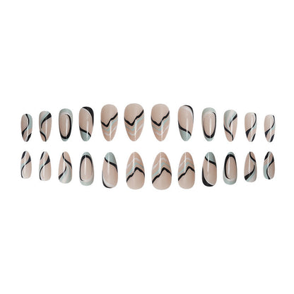 Press-On Stiletto Nails with Contemporary Swirl Pattern