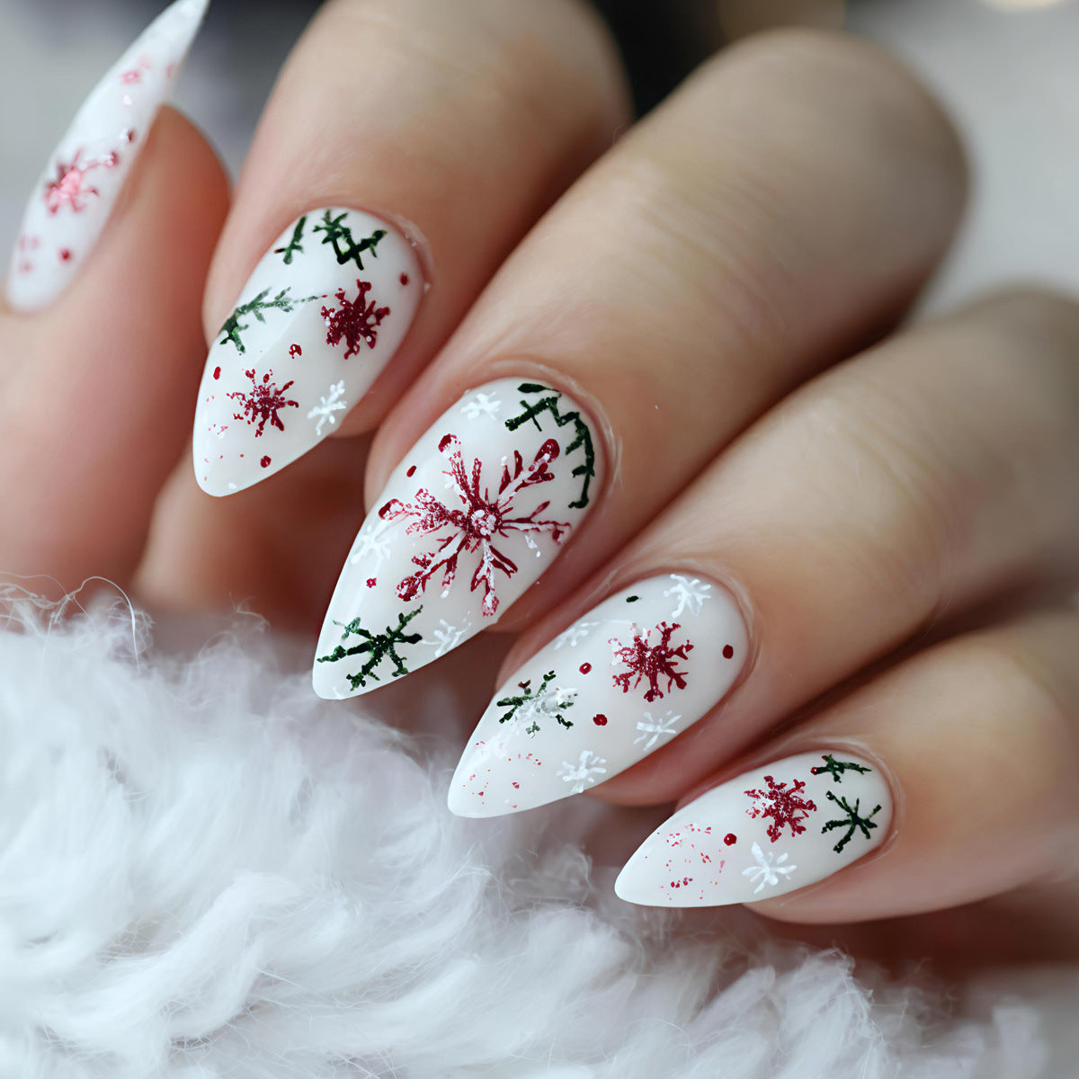 Nail Art with Creative Snowflake Pattern
