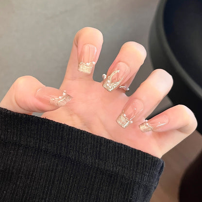 Press-On Nails with Artistic Ocean Theme Design