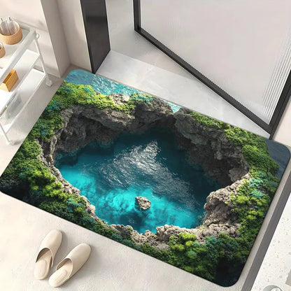 Optical Illusion Bath Mat with 3D Brick Design