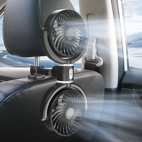 Dual-Head Car Fan for Air Circulation – Adjustable Design