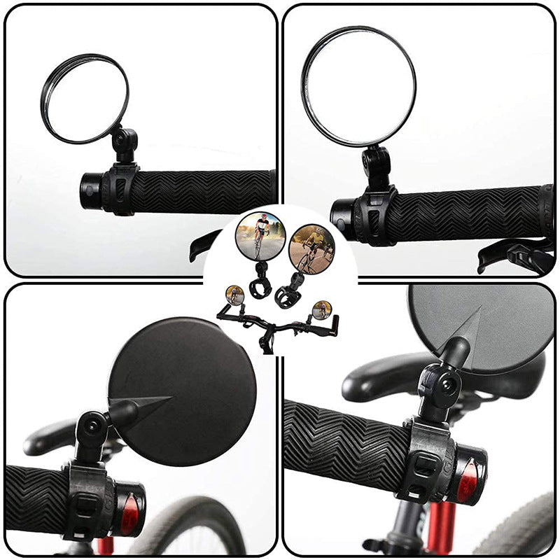 Universal Clamp Adjustable Convex Safety Mirror for Road and Mountain Bikes