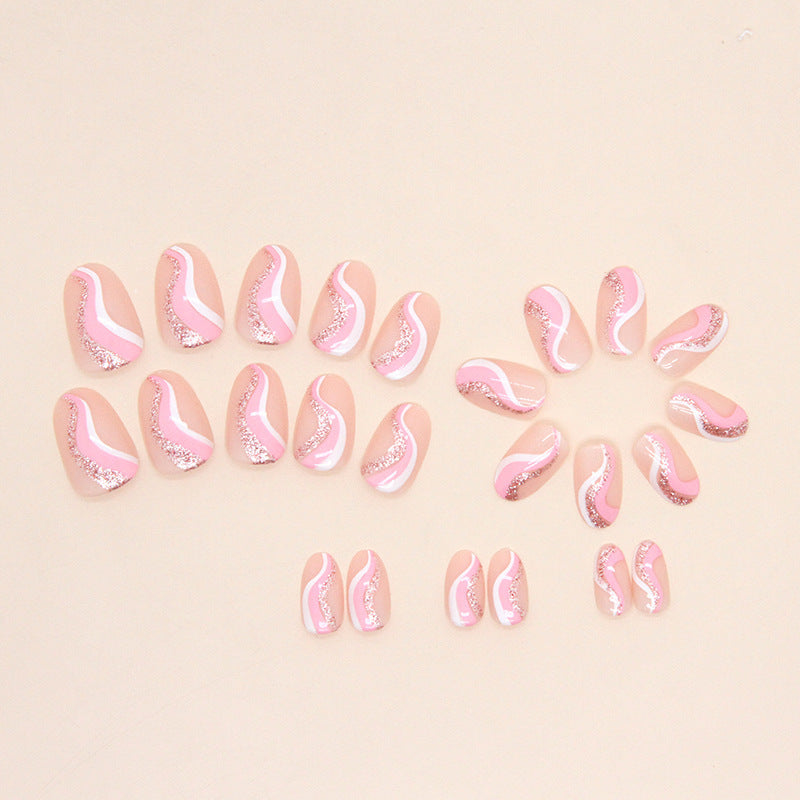 Nail Tips with Artistic Wave Pattern