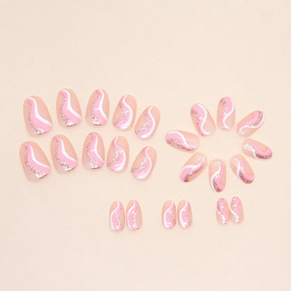 Nail Tips with Artistic Wave Pattern