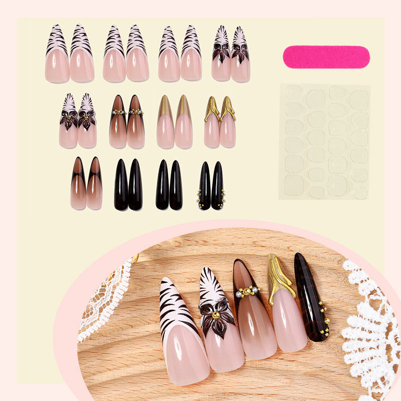 Creative Pattern Press-On Nail Set in Stiletto Shape