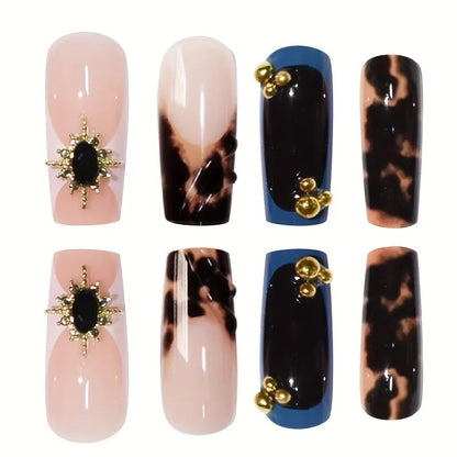 Decorative Press-On Nail Set with Artistic Designs