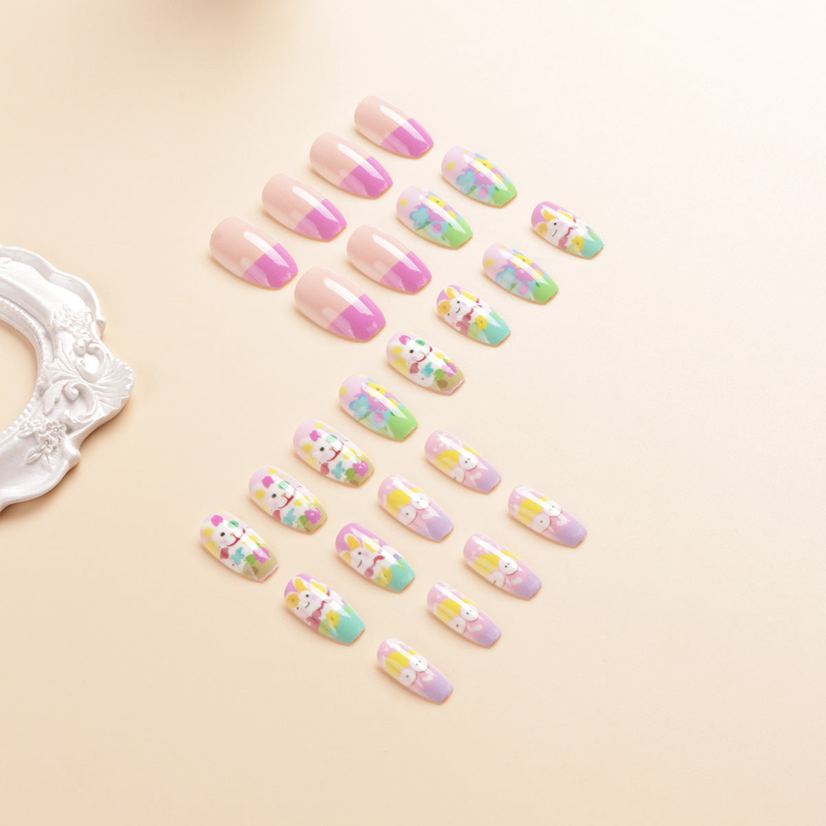 Spring-Inspired Press-On Nail Art Design