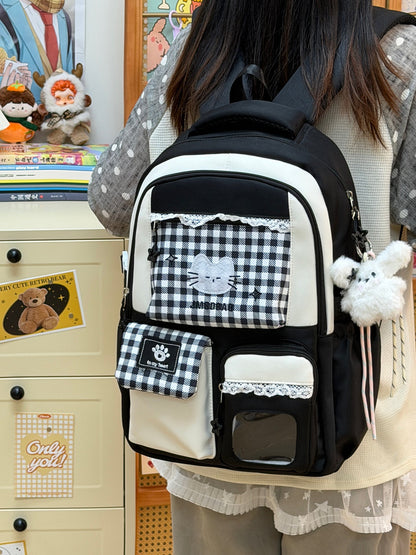 School Backpack with Cat Design Inspired by Anime