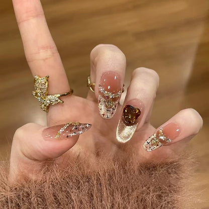 Gemstone Accent Press-On Nail Art Design
